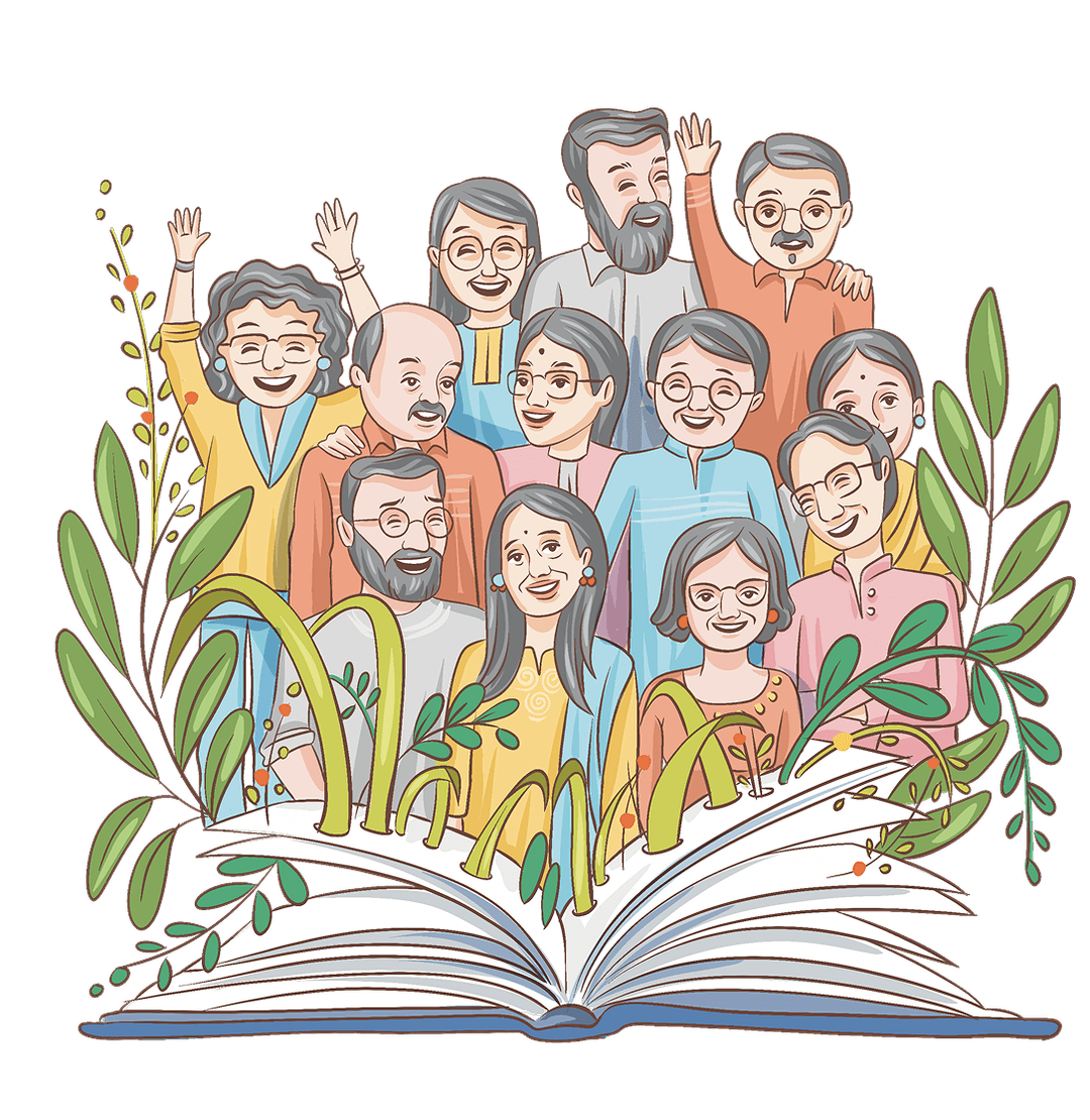 Community of seniors illustration